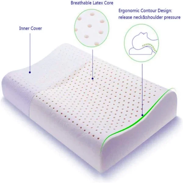 Pillow For Sleep Apnea Natural Latex Orthopedic Memory Foam Support - Image 4
