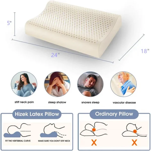 Pillow For Sleep Apnea Natural Latex Orthopedic Memory Foam Support - Image 3