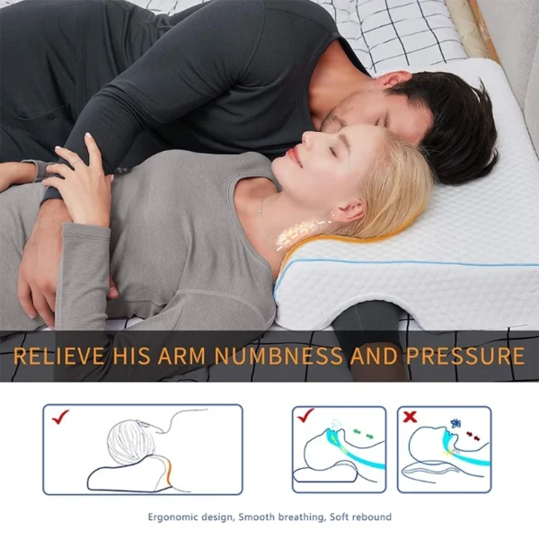 Pillow For Sleep Apnea Memory Foam Couples Cuddle Neck Support Cushion - Image 2