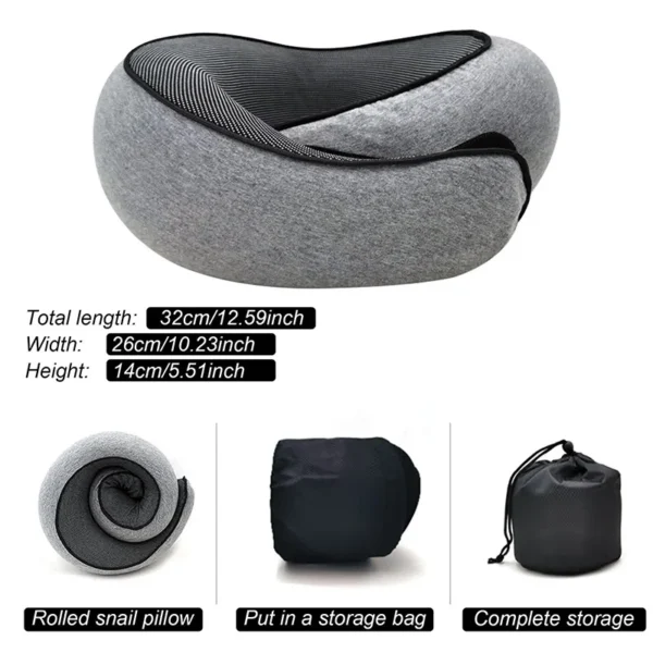 Memory Foam Travel Neck Pillow for Sleep Apnea Relief and Comfort - Image 3