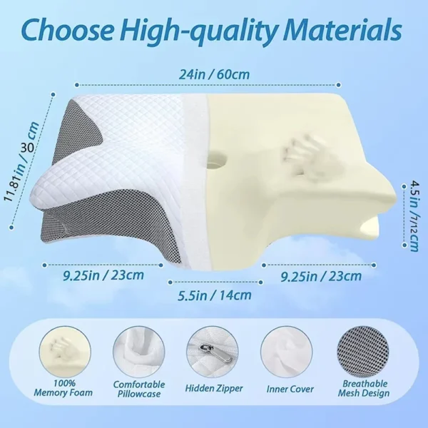 Pillow for Sleep Apnea: Butterfly Ergonomic Memory Pillow for Neck Pain Relief" - Image 4