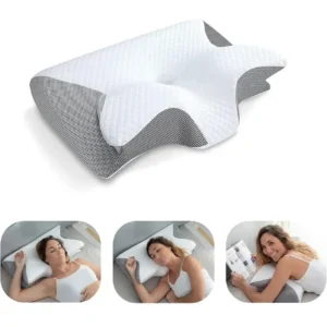 Memory Foam Butterfly Pillow for Sleep Apnea, Neck Pain Relief and Comfort