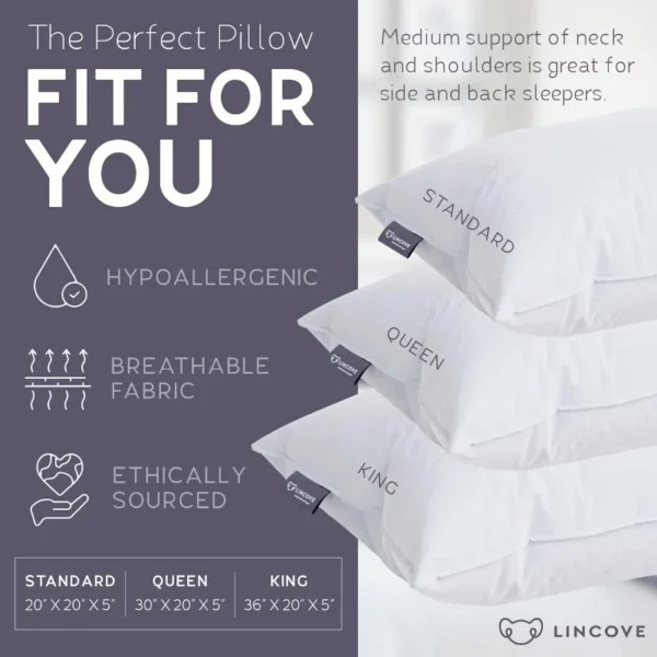 Premium Down Pillow for Sleep Apnea Relief with Pillow Protector - Image 4