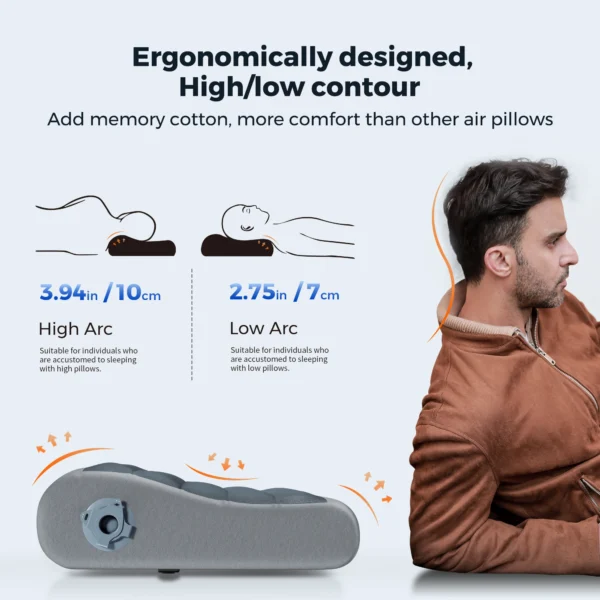 Ergonomic Inflatable Pillow for Sleep Apnea Relief, Travel & Home Use - Image 2