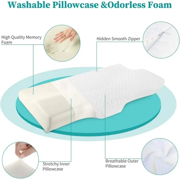 Pillow For Sleep Apnea Memory Foam Ergonomic Cervical Orthopedic Support - Image 5