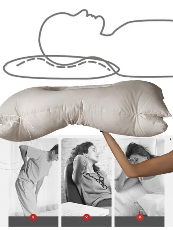 Pillow For Sleep Apnea Soft Feather Velvet Cervical Orthopedic Support