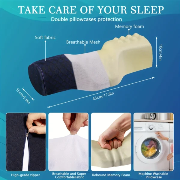 Pillow for Sleep Apnea: Washable Orthopedic Neck Pillow with Memory Foam - Image 3
