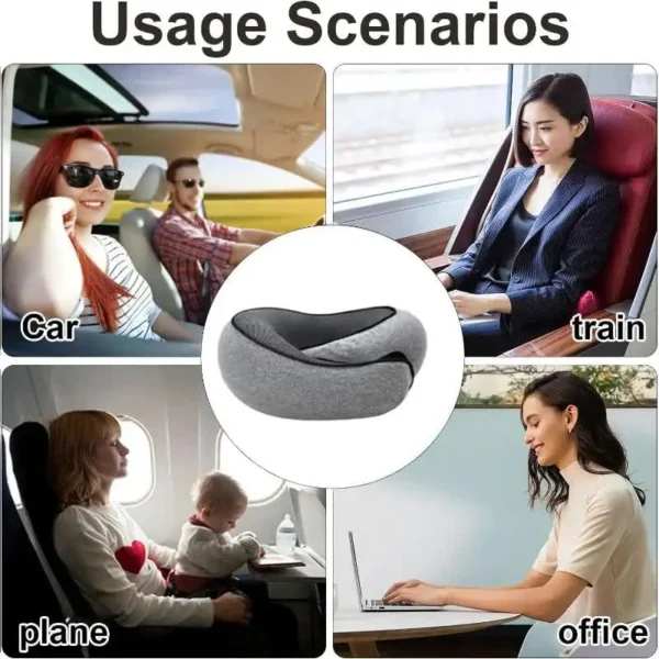 Memory Foam Travel Neck Pillow for Sleep Apnea Relief and Comfort - Image 6