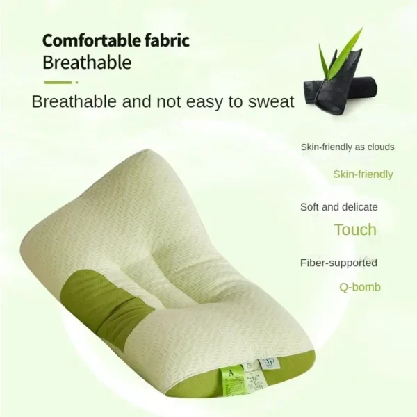 Pillow For Sleep Apnea Bamboo Carbon Fiber Antibacterial Neck Support - Image 4