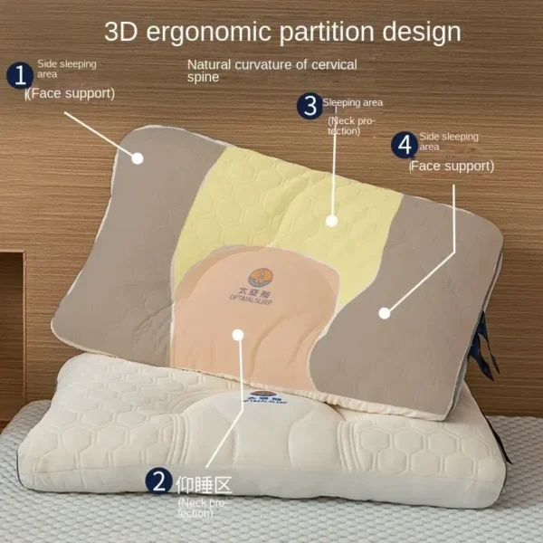 Antibacterial Pillow for Sleep Apnea: Natural Rubber Cervical Spine Support - Image 2