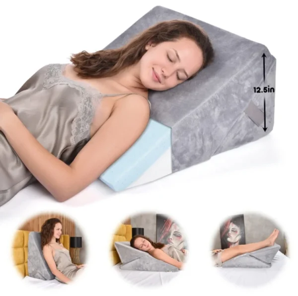 Pillow For Sleep Apnea, Folding Wedge Memory Foam, Washable Cover - Image 4